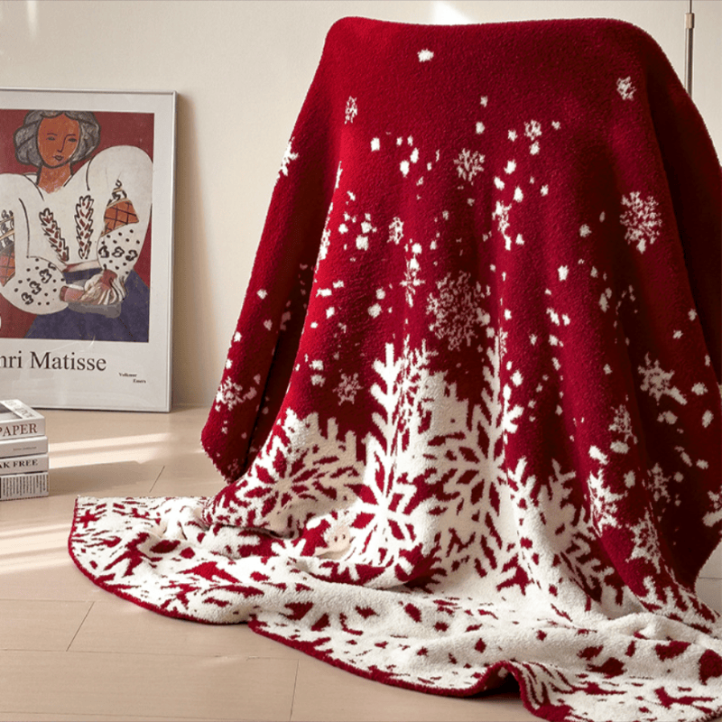 Ownkoti Christmas Red Snowflake Throw Blanket - image 1