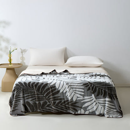 Ownkoti Modern Botanical Fleece Throw Blanket - Gray - 79"W x 90"L - image 0