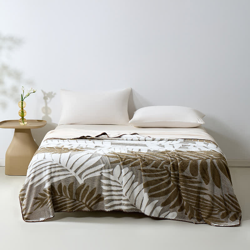 Ownkoti Modern Botanical Fleece Throw Blanket - Brown - 79"W x 90"L - image 15