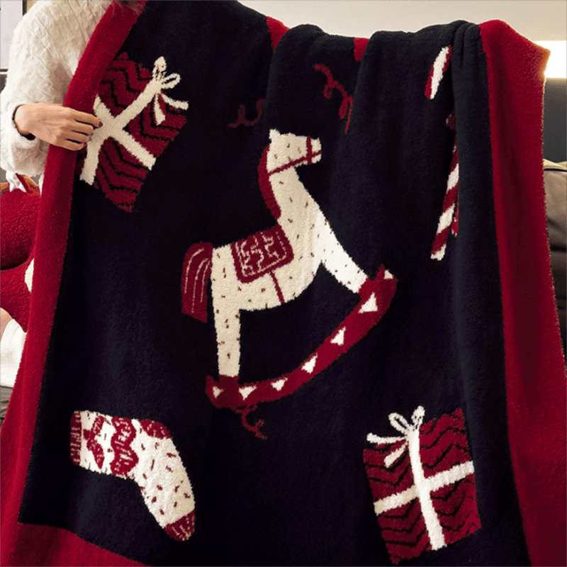 Ownkoti Christmas Rocking Horse Jacquard Throw Blanket - image 5