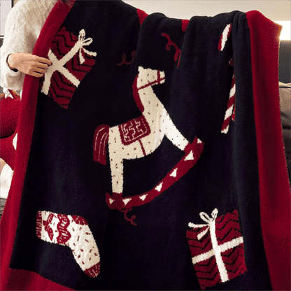 Ownkoti Christmas Rocking Horse Jacquard Throw Blanket - image 5