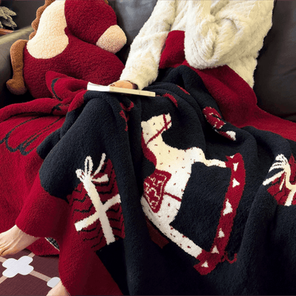 Ownkoti Christmas Rocking Horse Jacquard Throw Blanket - image 3