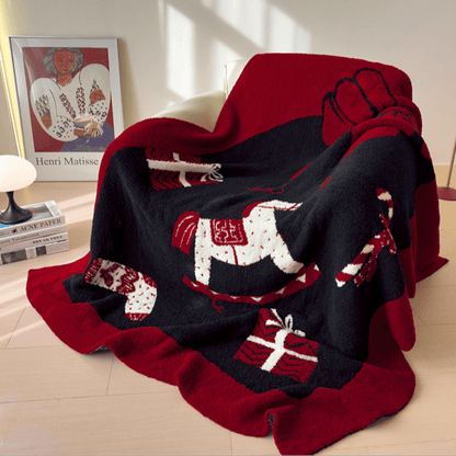 Ownkoti Christmas Rocking Horse Jacquard Throw Blanket - Rocking Horse - 51" x 67" - image 0