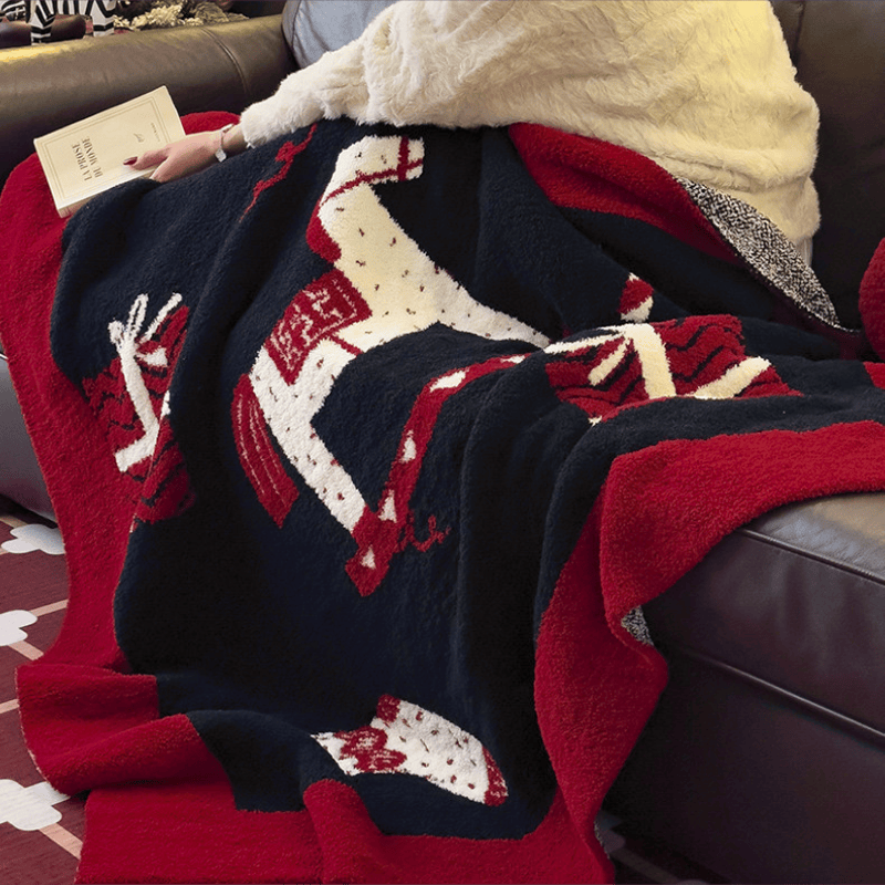 Ownkoti Christmas Rocking Horse Jacquard Throw Blanket - image 2