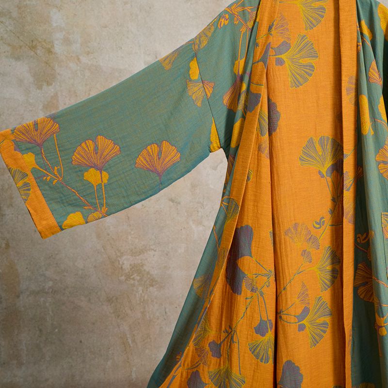 Ownkoti Large Ginkgo Leaf Cotton Kimono Robe - image 28