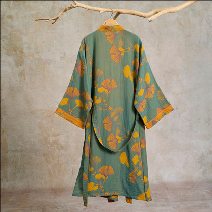 Ownkoti Large Ginkgo Leaf Cotton Kimono Robe - image 26