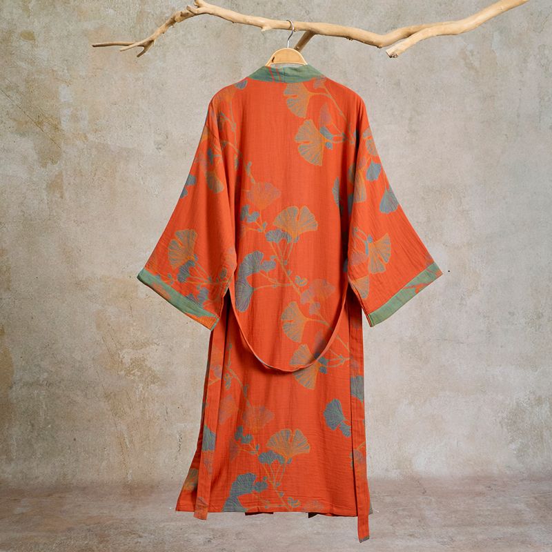 Ownkoti Large Ginkgo Leaf Cotton Kimono Robe - image 15