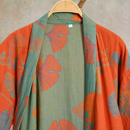 Ownkoti Large Ginkgo Leaf Cotton Kimono Robe - image 16
