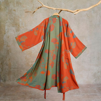 Ownkoti Large Ginkgo Leaf Cotton Kimono Robe - image 14
