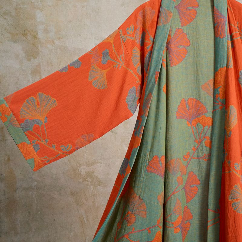 Ownkoti Large Ginkgo Leaf Cotton Kimono Robe - image 17