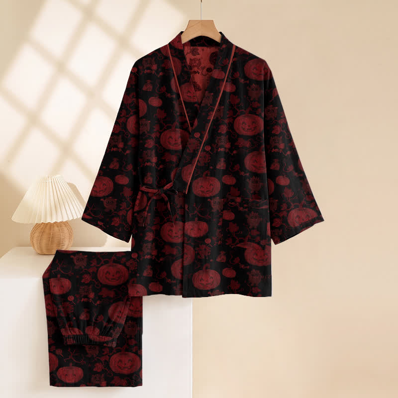 Ownkoti Halloween Pumpkin Cotton Kimono Pajama Set - image 9