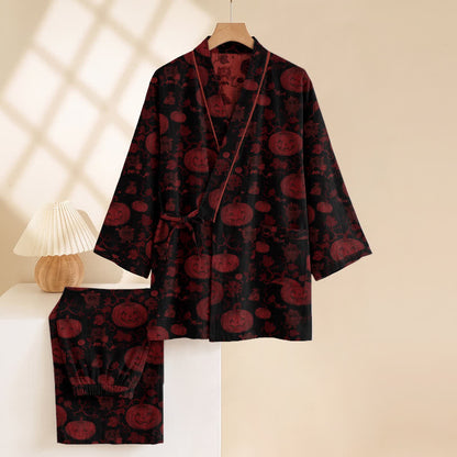 Ownkoti Halloween Pumpkin Cotton Kimono Pajama Set - image 9