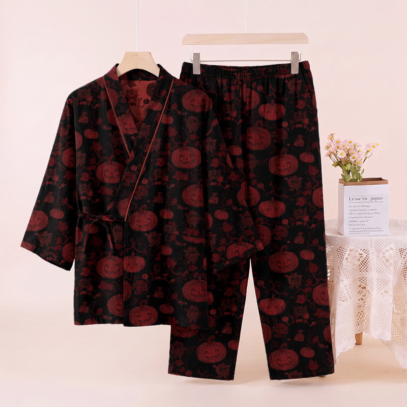 Ownkoti Halloween Pumpkin Cotton Kimono Pajama Set - image 7