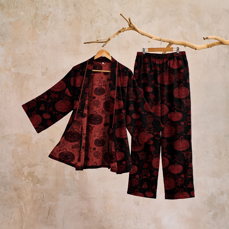 Ownkoti Halloween Pumpkin Cotton Kimono Pajama Set - image 10