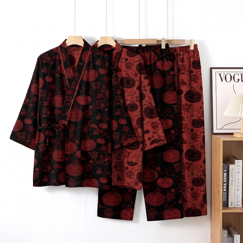 Ownkoti Halloween Pumpkin Cotton Kimono Pajama Set - image 8