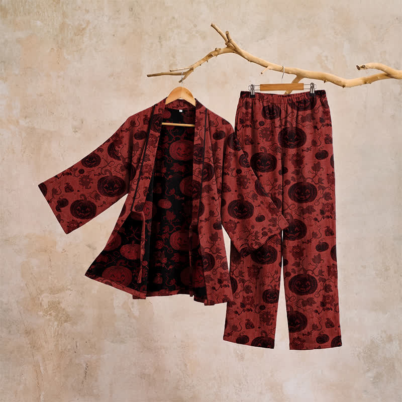 Ownkoti Halloween Pumpkin Cotton Kimono Pajama Set - image 4