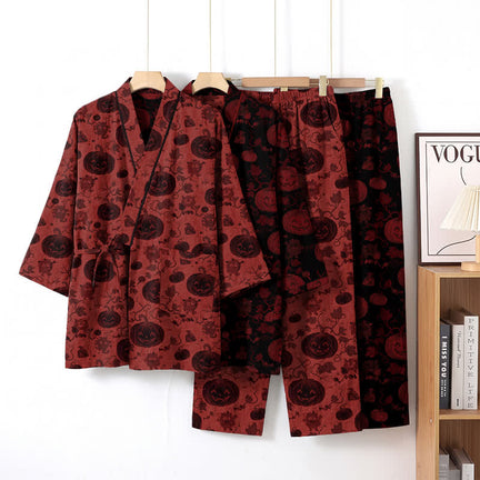 Ownkoti Halloween Pumpkin Cotton Kimono Pajama Set - image 0