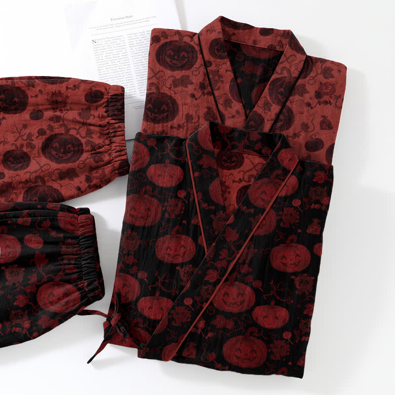 Ownkoti Halloween Pumpkin Cotton Kimono Pajama Set - image 11