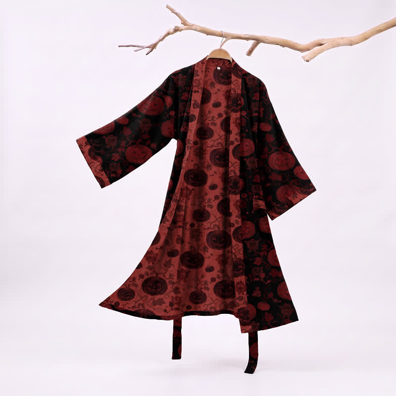 Ownkoti Red-Black Halloween Monster Cotton Kimono Robe - Black - XXL - image 5