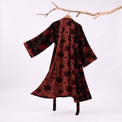 Ownkoti Red-Black Halloween Monster Cotton Kimono Robe - Black - XXL - image 5