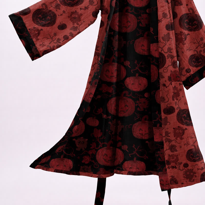 Ownkoti Red-Black Halloween Monster Cotton Kimono Robe - image 3