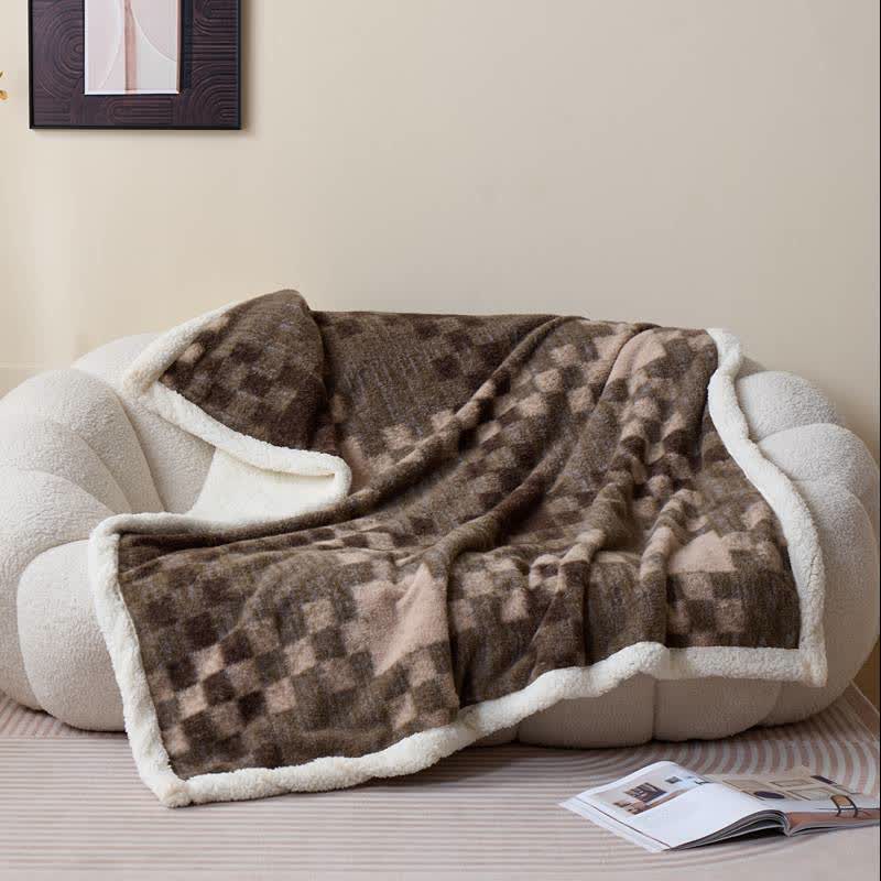Ownkoti Double-Layer Sherpa Checkerboard Throw Blanket - image 1