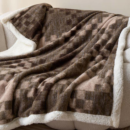 Ownkoti Double-Layer Sherpa Checkerboard Throw Blanket - image 4