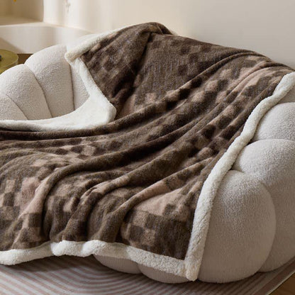 Ownkoti Double-Layer Sherpa Checkerboard Throw Blanket - image 3