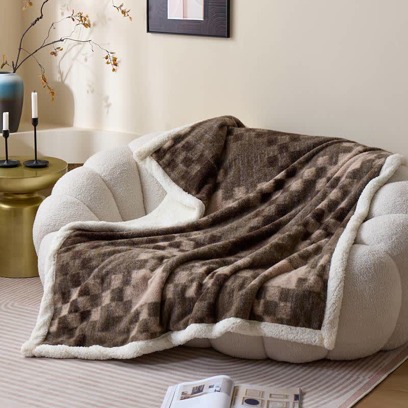 Ownkoti Double-Layer Sherpa Checkerboard Throw Blanket - image 2