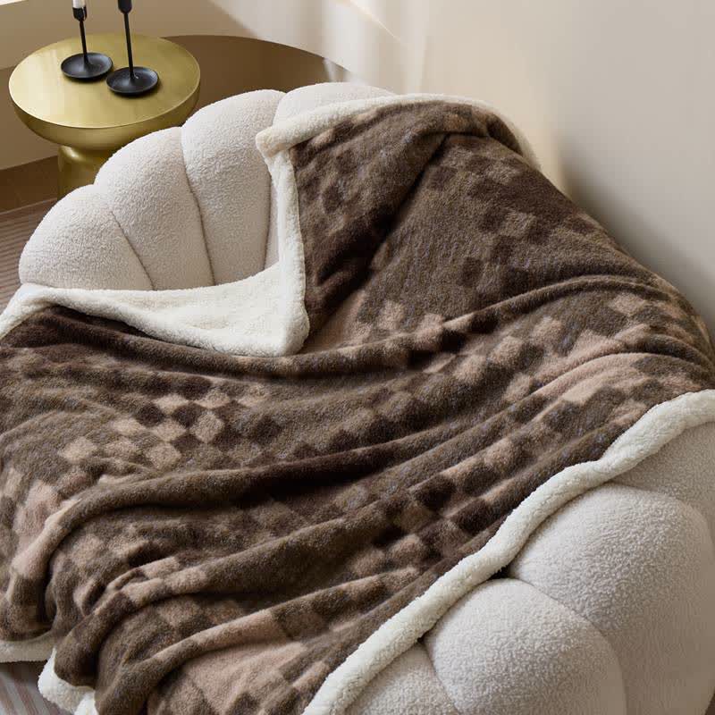 Ownkoti Double-Layer Sherpa Checkerboard Throw Blanket - image 5