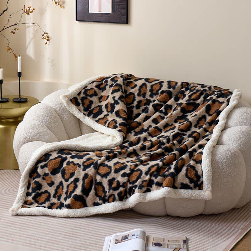 Ownkoti Classic Leopard Fluffy Sherpa Throw Blanket - image 1