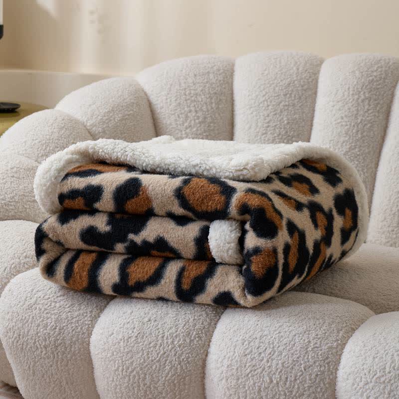 Ownkoti Classic Leopard Fluffy Sherpa Throw Blanket - 79"W x 90"L - image 0