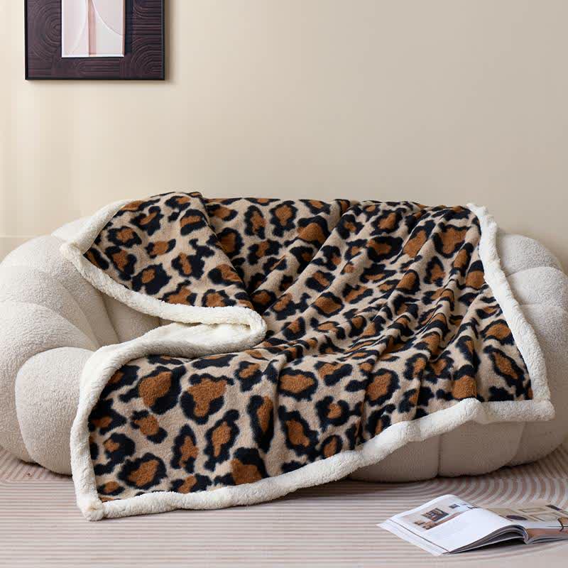 Ownkoti Classic Leopard Fluffy Sherpa Throw Blanket - image 2
