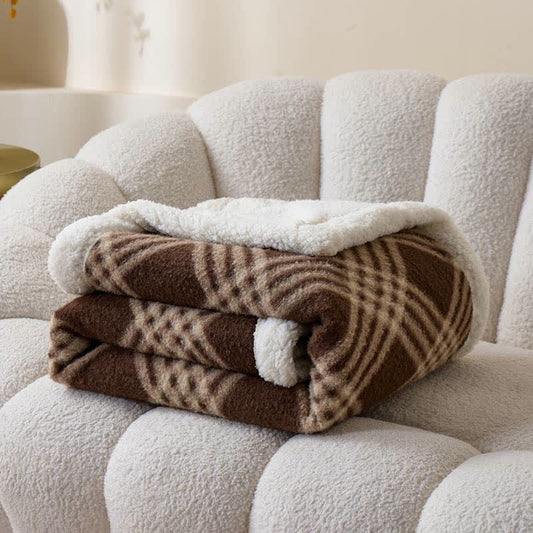 Ownkoti Plaid Grid Plush Fleece Throw Blanket - 79"W x 90"L - image 0