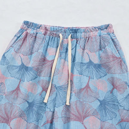 Ownkoti Vintage Ginkgo Leaf Cotton Lounge Pants - image 2