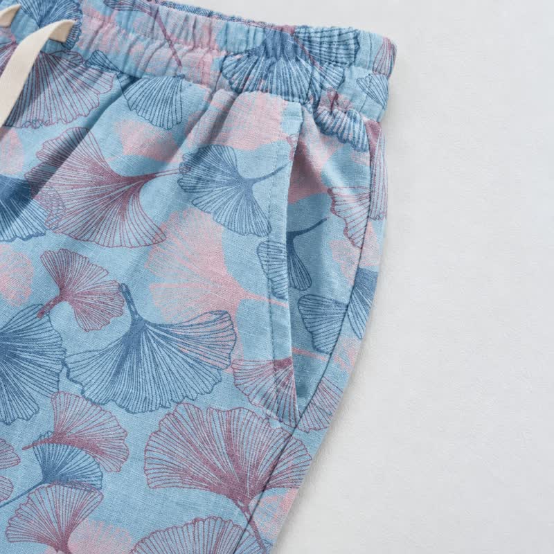 Ownkoti Vintage Ginkgo Leaf Cotton Lounge Pants - image 4