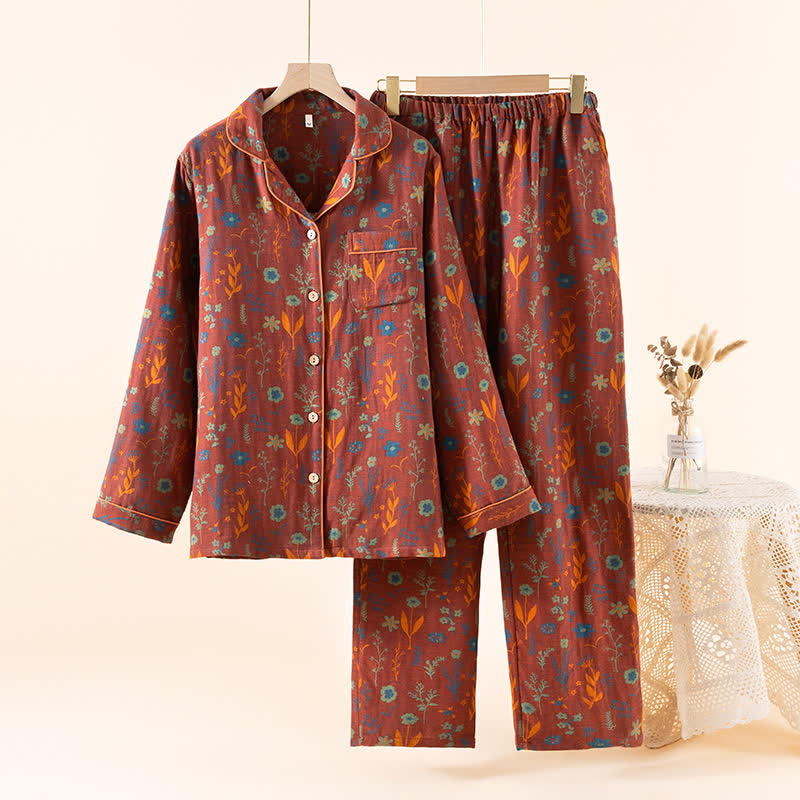 Ownkoti Garden Bloom Cotton Loungewear Set - Brick Red - XL - image 16