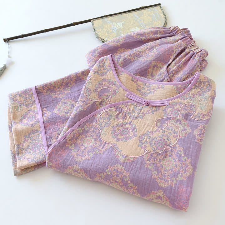 Ownkoti Vintage Oriental Cotton Gauze Lounge Set - image 2