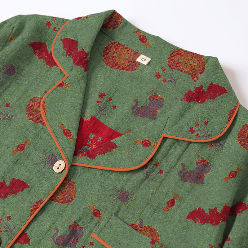 Ownkoti Halloween Pumpkin Bat Cotton Loungewear Set - image 10
