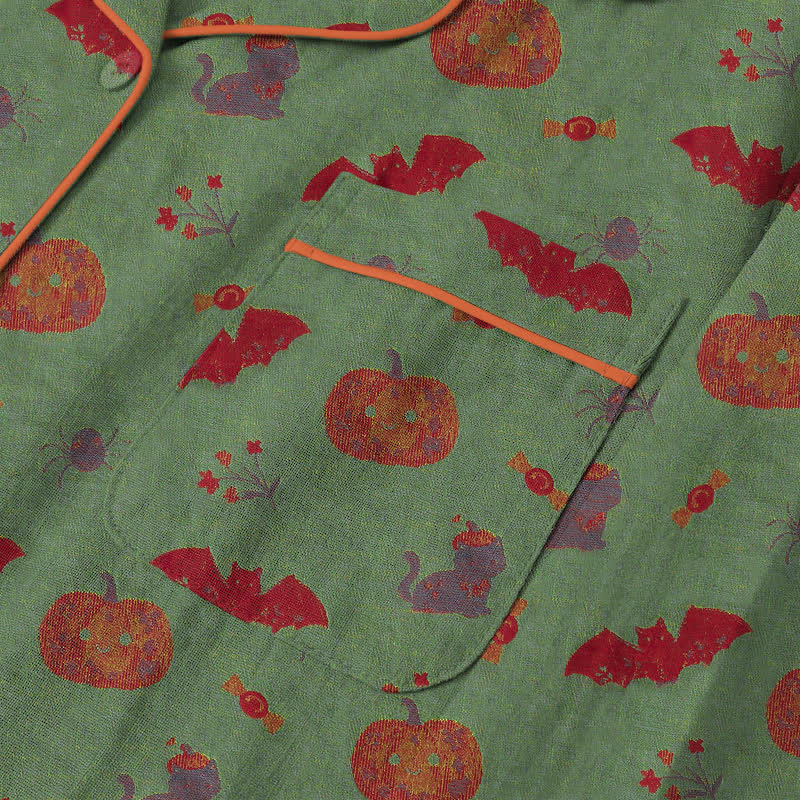 Ownkoti Halloween Pumpkin Bat Cotton Loungewear Set - image 11