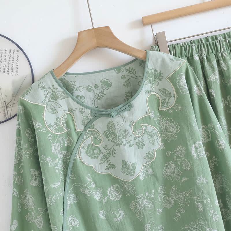 Ownkoti Elegant Cotton Gauze Frog Button Pajama Set - image 2