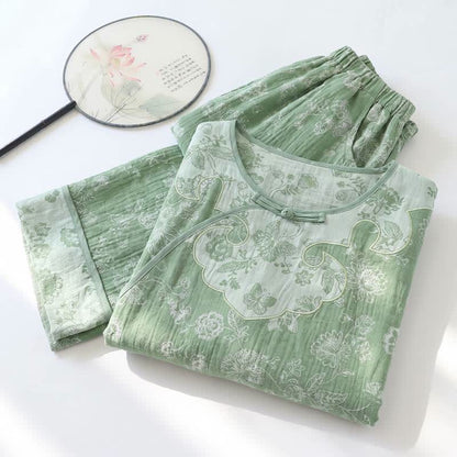 Ownkoti Elegant Cotton Gauze Frog Button Pajama Set - image 1