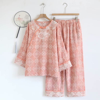 Ownkoti Vintage Oriental Cotton Gauze Lounge Set - Pink - XL - image 12