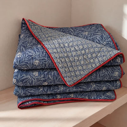 Ownkoti Botanical Flower Reversible Cotton Quilt - Blue - Quilt - King - image 0