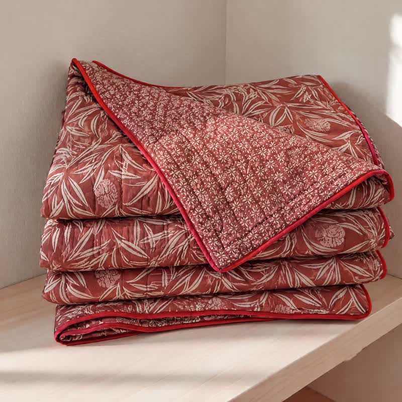 Ownkoti Botanical Flower Reversible Cotton Quilt - Reddish-brown - Quilt - King - image 7