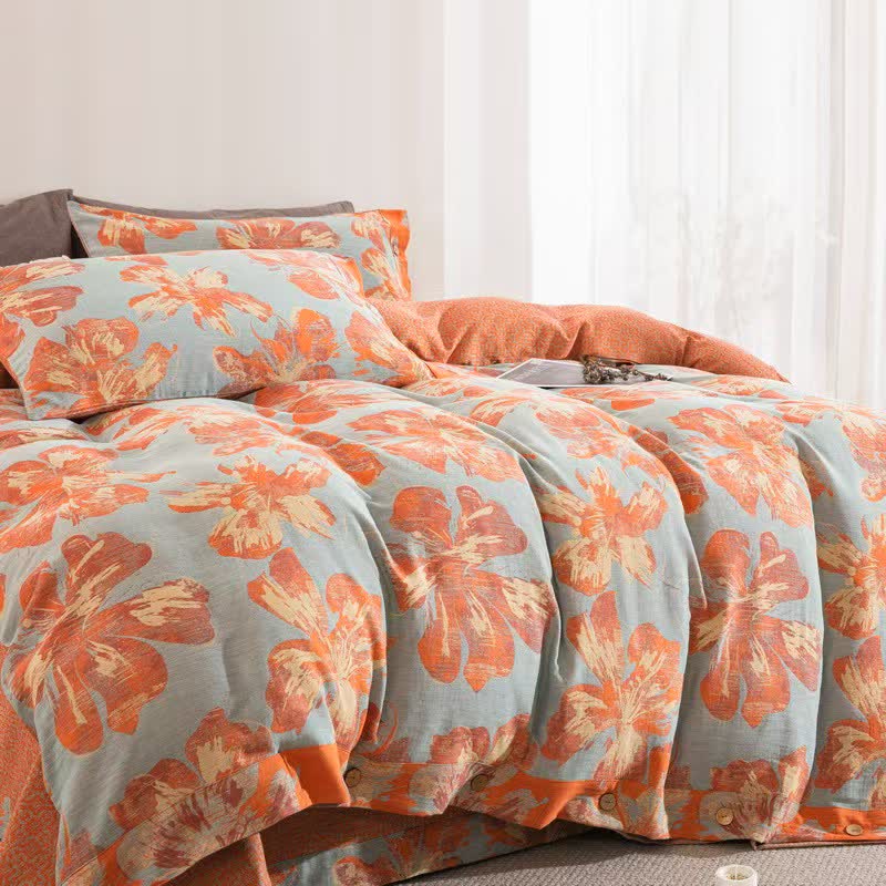 Ownkoti Artistic Flower Cotton Duvet Cover Bedding Set - image 1
