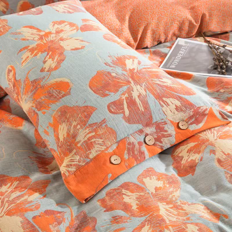 Ownkoti Artistic Flower Cotton Duvet Cover Bedding Set - image 6