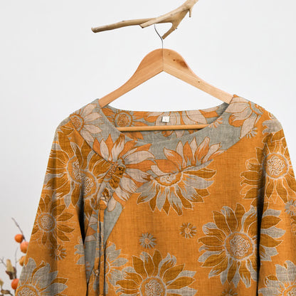 Ownkoti Oriental Sunflower Cotton Pajama Set - image 1