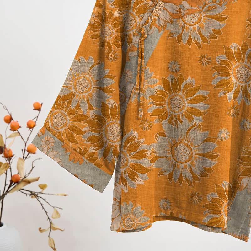 Ownkoti Oriental Sunflower Cotton Pajama Set - image 3