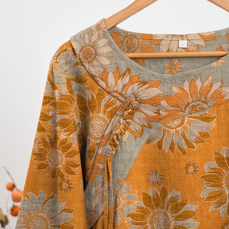 Ownkoti Oriental Sunflower Cotton Pajama Set - image 2